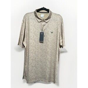 Callaway Men's Confetti Chevron All Over Golf Polo Shirt  XL Beige